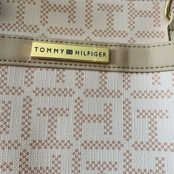 NEW TOMMY HILFIGER LARGE GEOMETRIC SHOULDER TOTE BAG - Picture 3 of 8